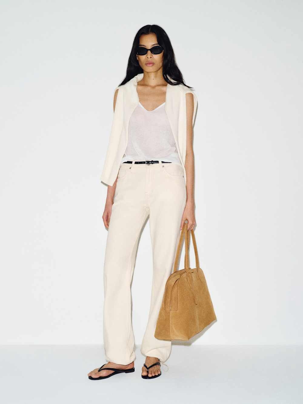 Reformation Cream Wide Leg Jeans